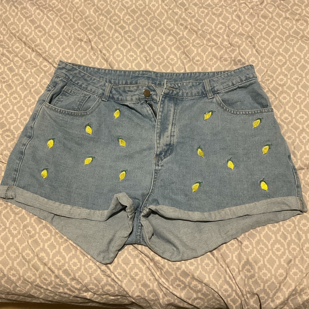 Lemon denim shorts